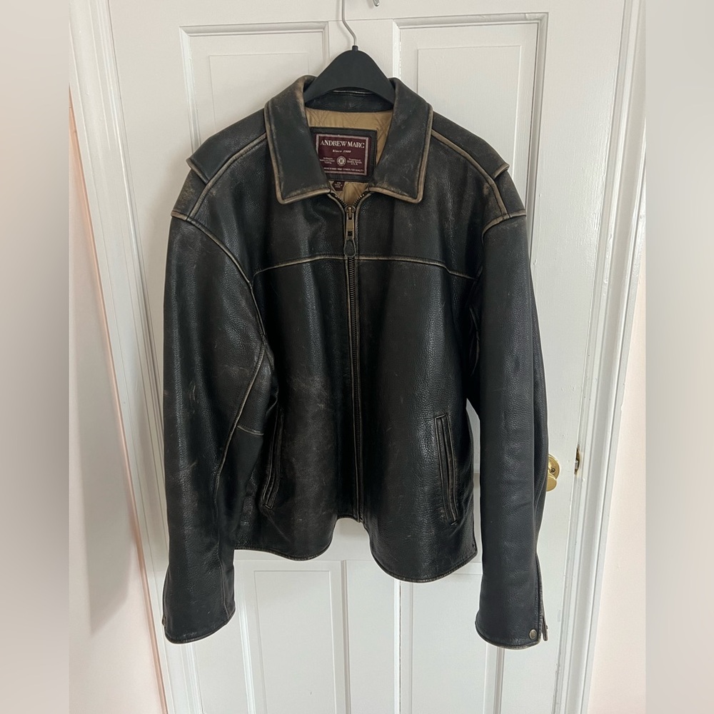 Andrew Marc Vintage Men’s Brown Leather Jacket
